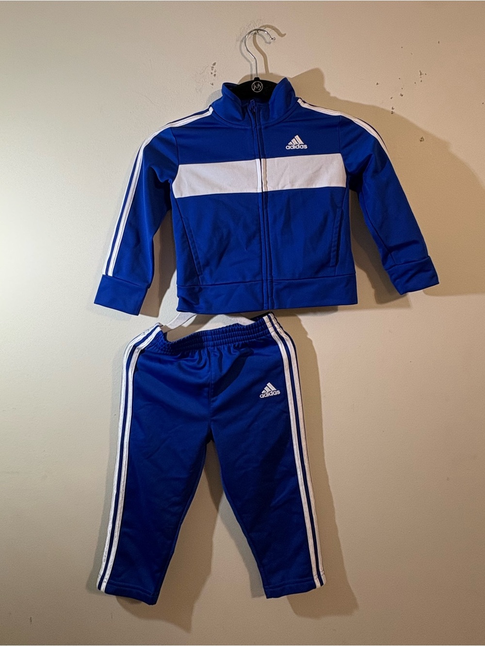adidas Kids Blue White Track Jacket & Pants Set boys 24 month